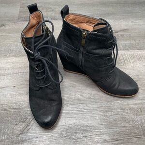 Biala Wedge Nubuck Ankle Boots in Black Size 7.5US